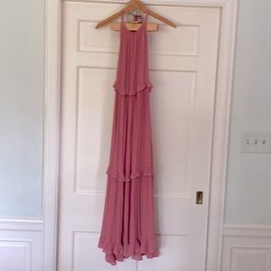 Boho Maxi Tiered Dress Listiele Anthropologie Size Medium Western Pink Tiered